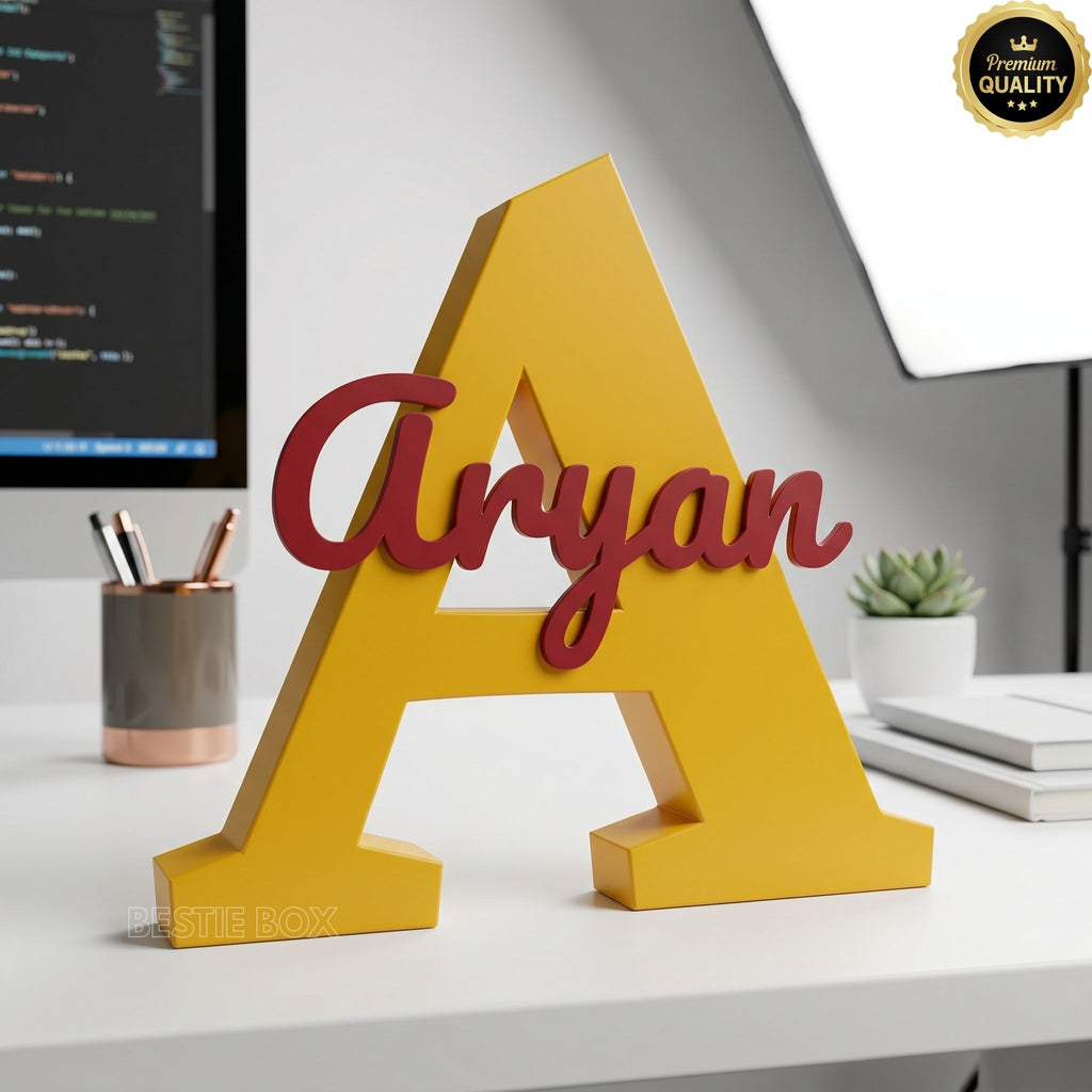 Personalized Initial & Name Desk Sign - Custom Decor | BestieBox