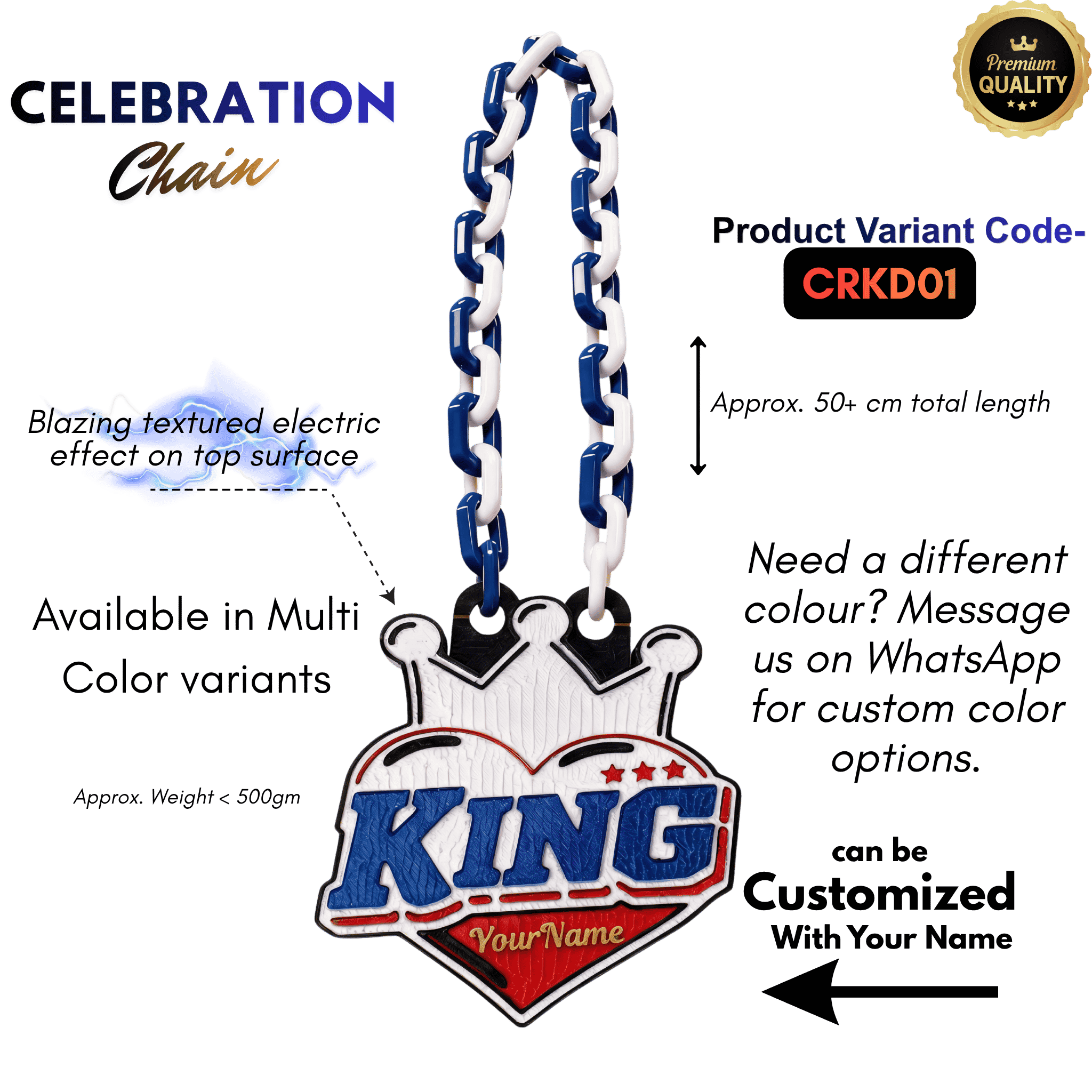 Personalized King's Crown Celebration Chain - Custom Statement Necklace | BestieBox