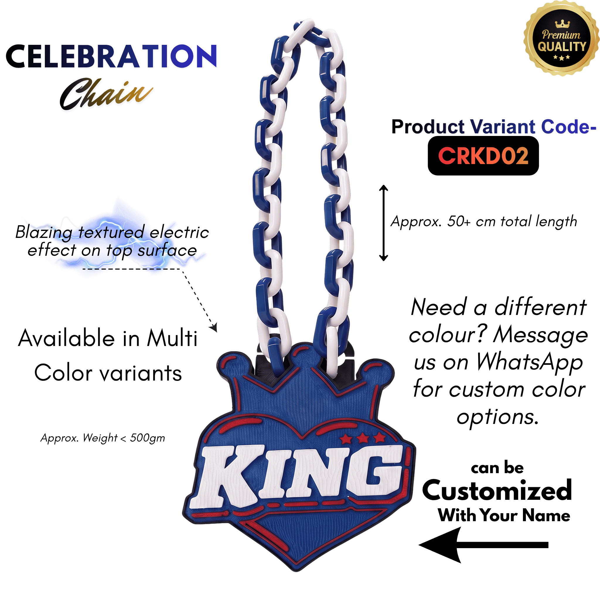 Personalized King's Crown Celebration Chain - Custom Statement Necklace | BestieBox