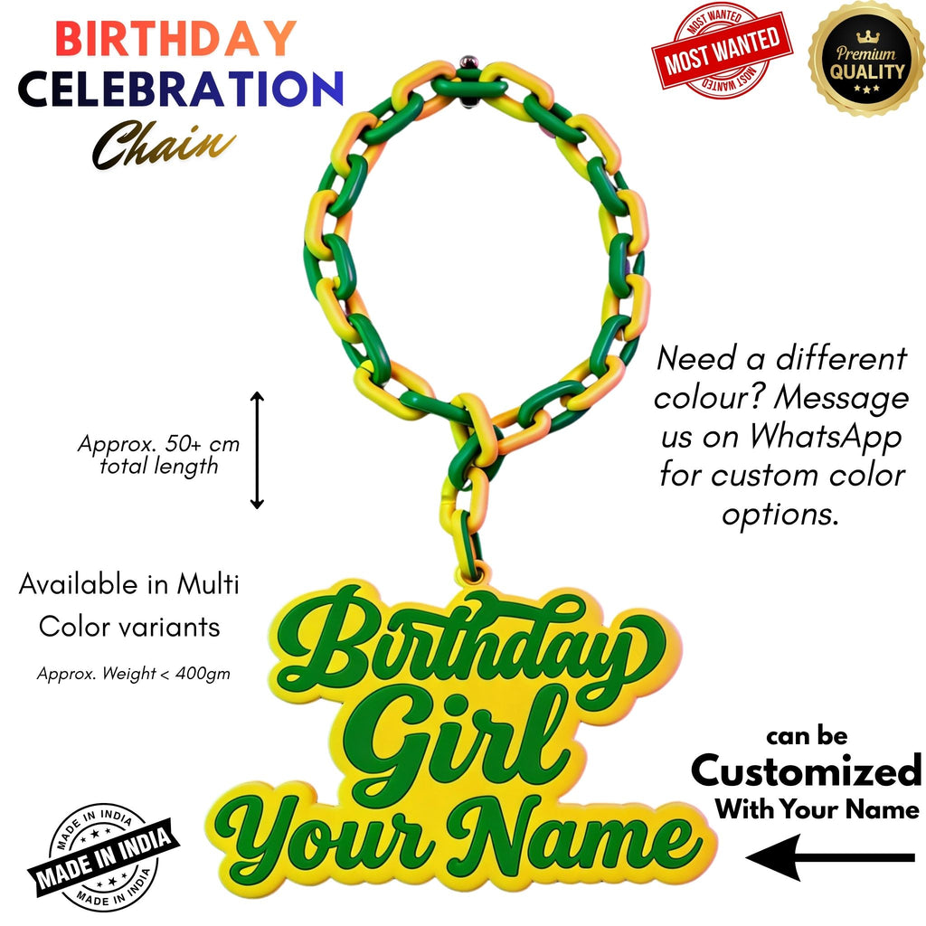 Personalized Birthday Girl Celebration Chain - Custom Name Party Necklace | BestieBox