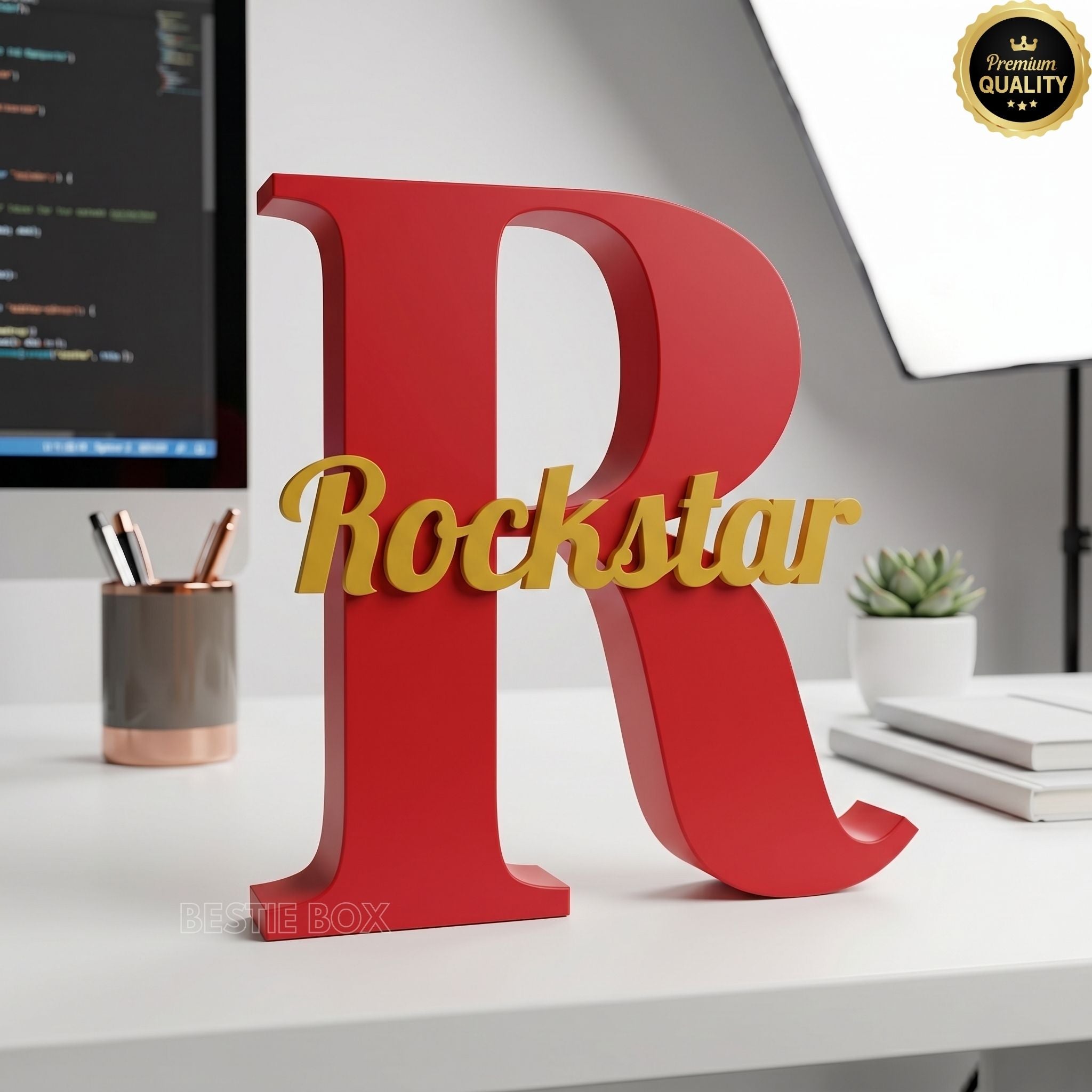 Personalized Initial & Name Desk Sign - Custom Decor | BestieBox